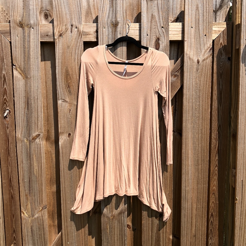 soft beige long sleeved dress